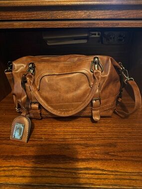 Brown Faux Leather Satchel Shoulder Bag
